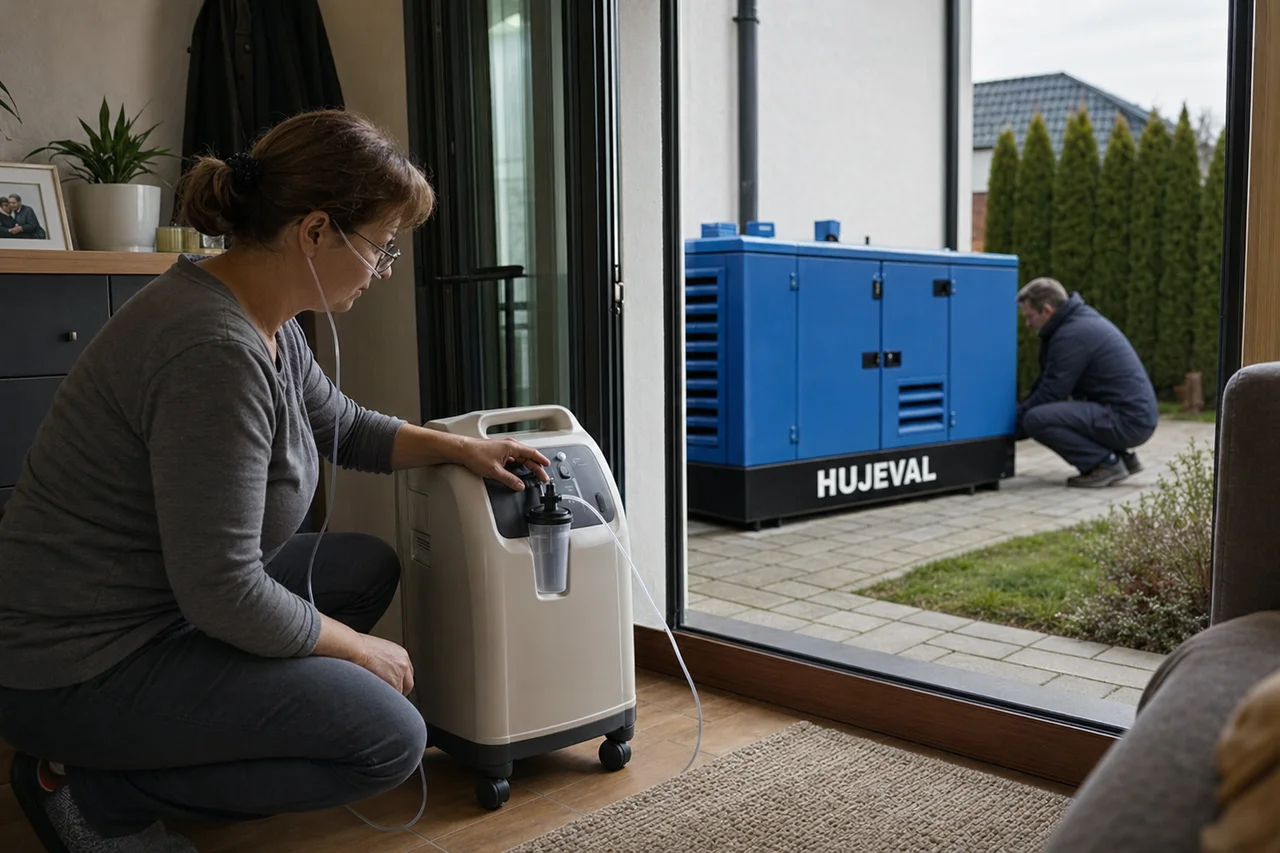 Mobilní elektrocentrála Hujeval v praxi — detail