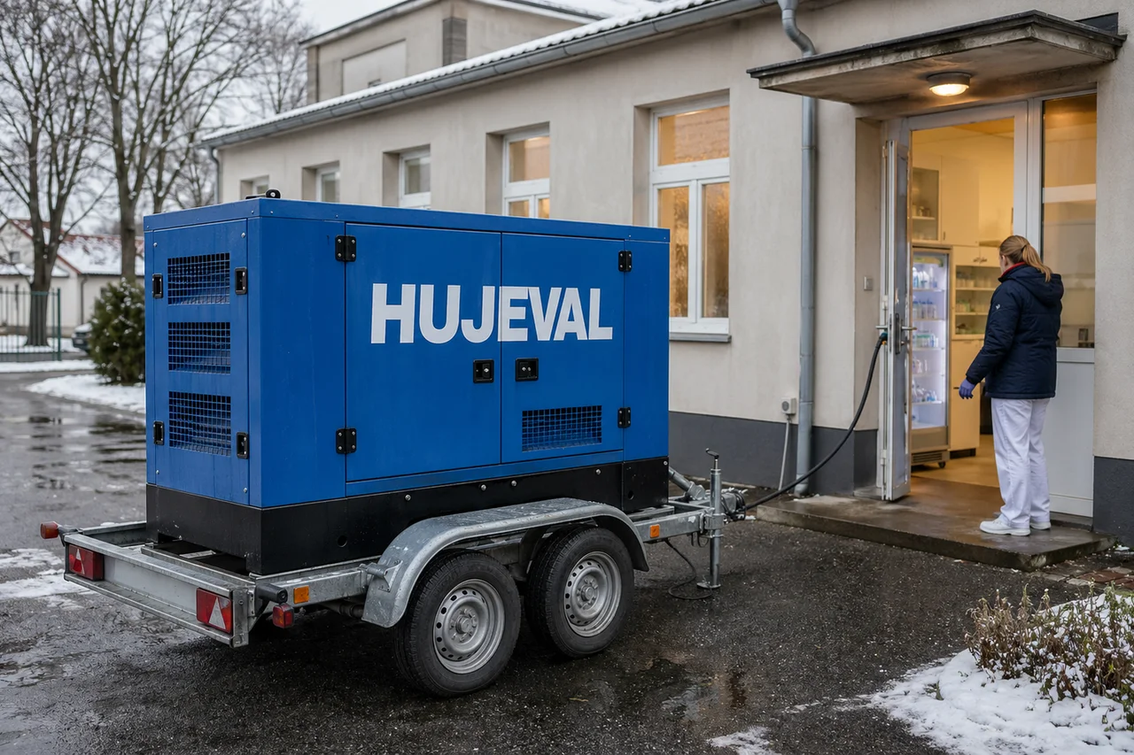 Mobilní elektrocentrála Hujeval v praxi — detail