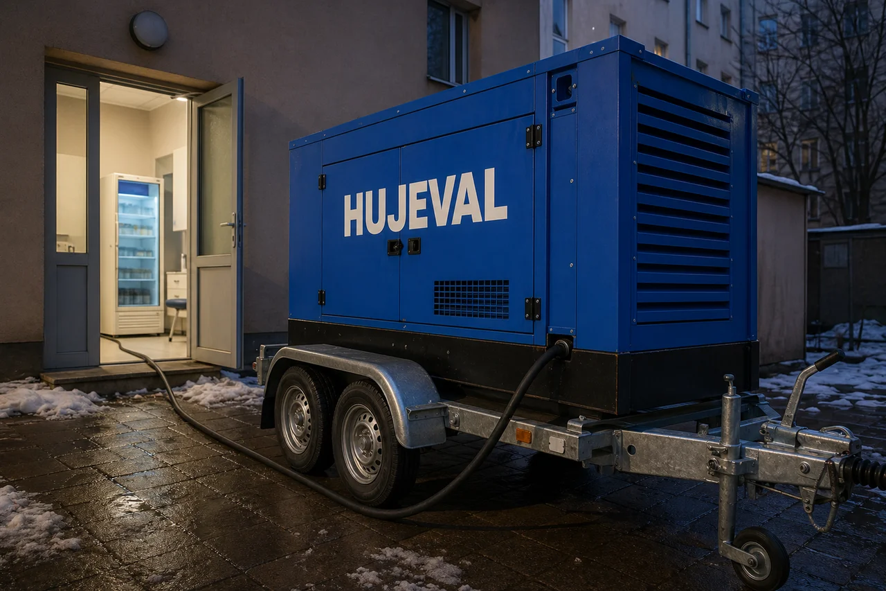 Mobilní elektrocentrála Hujeval v praxi — detail