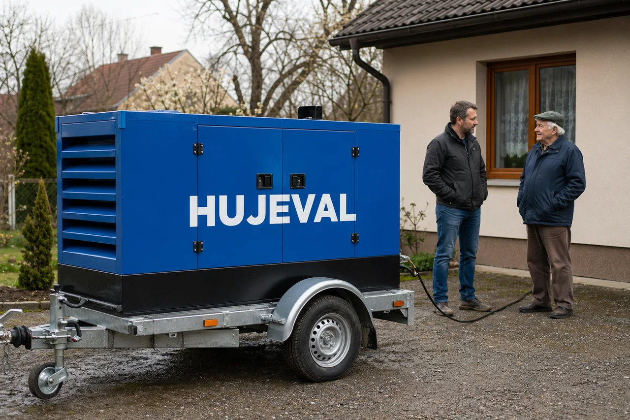 Mobilní elektrocentrála Hujeval v praxi — detail